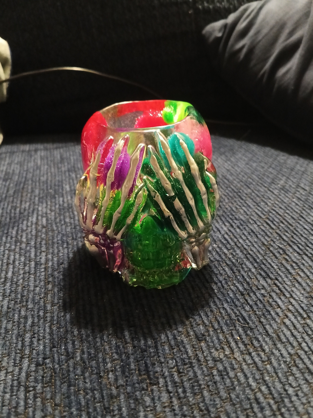 Colorful Skull Candle Holder - Multicolor Glass Skull